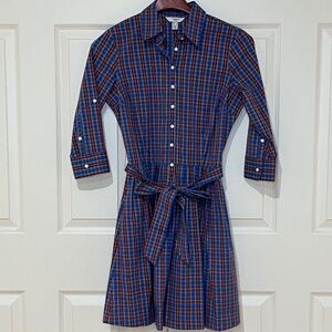 Lands' End Canvas Plaid Shirt Dress Size 4